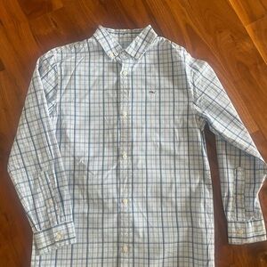Vineyard Vines Kids Blue and White Plaid Button Down Shirt